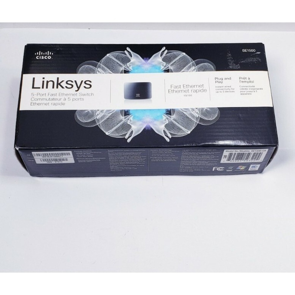 Cisco Linksys SE1500 5-Port Ethernet Switch & Power Adapter